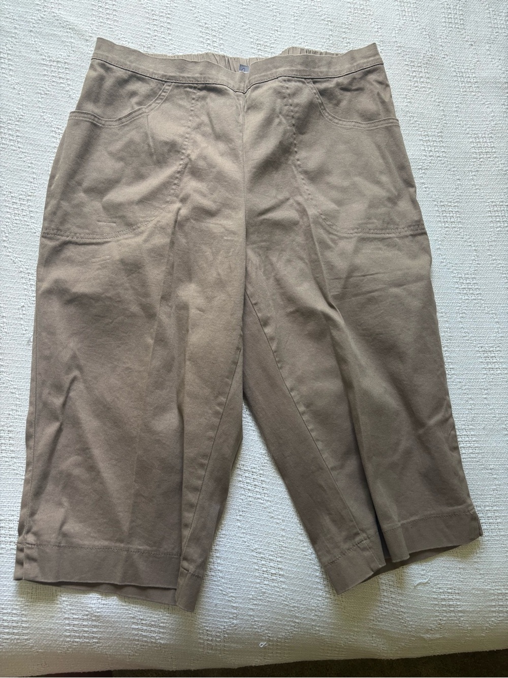 Woman’s Capri 1x  Casual Stretch Crop Pants in Taupe
